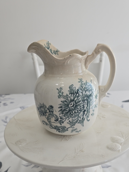 Buffalo Pottery Other - Vintage Buffalo Pottery Chrysanthemum Pitcher Vase Semi Vitreous
